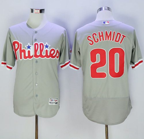Phillies #20 Mike Schmidt Grey Flexbase Authentic Collection Stitched MLB Jersey - Click Image to Close